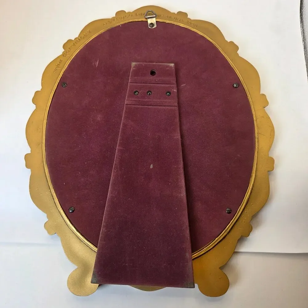 Syroco 1943 Gold Oval Bow Ribbon Vanity Table Mirror USA Wall Hanging VTG MCM